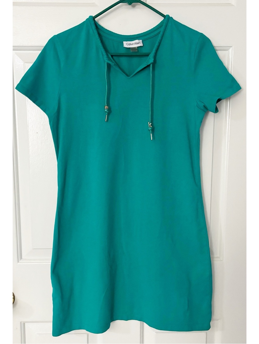 Calvin Klein Casual Mini T-Shirt Dress Womens Sz S/P Teal Green